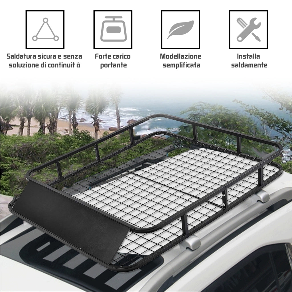 Cesto portabagagli universale per SUV camion, Portapacchi per auto con carenatura vento 122,5x102x15cm Nero-Accessori per veicoli