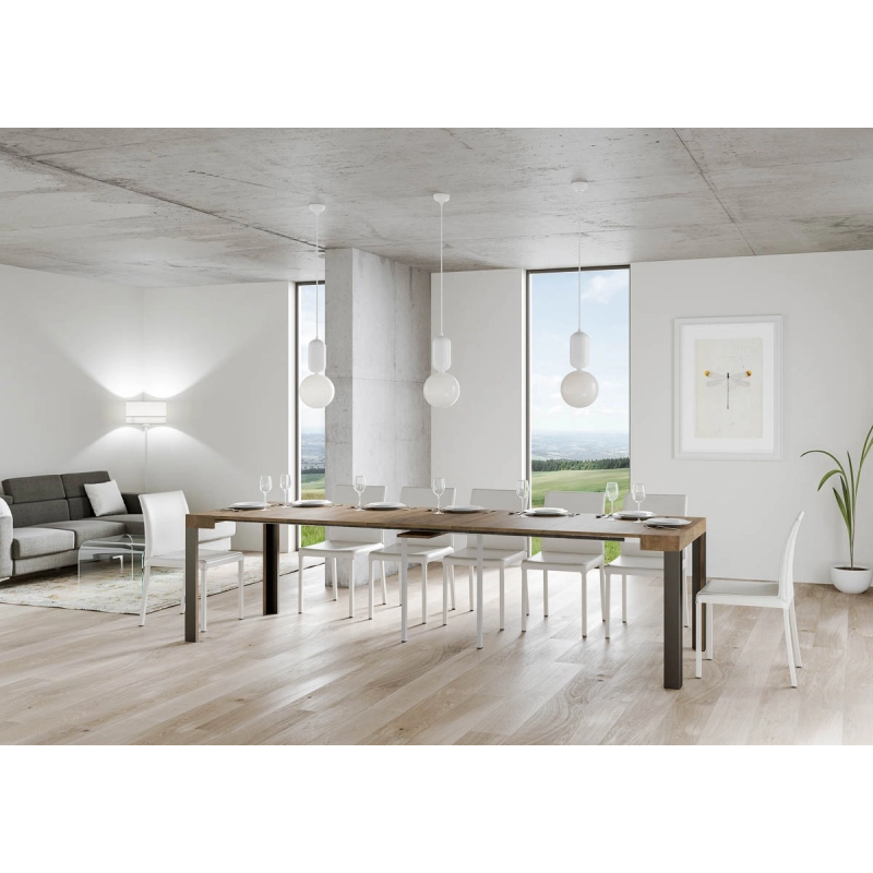 Consolle allungabile 90x40/300 cm Linea telaio Antracite - Noce