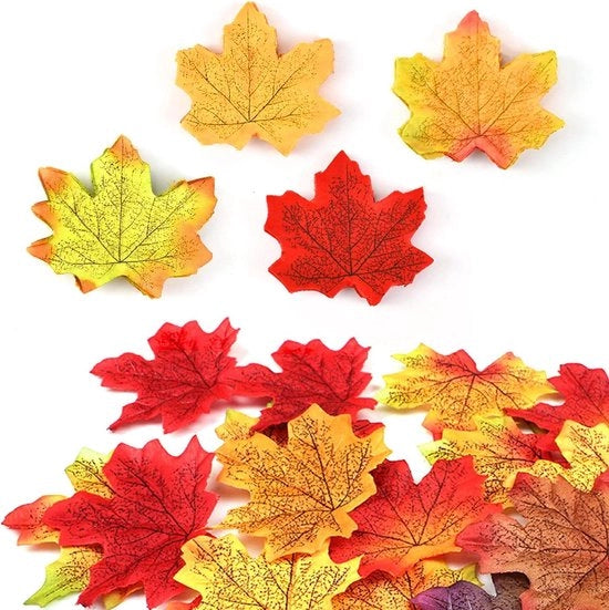 Foglie artificiali di acero - Contenuto HTML - 200 pezzi - 8 cm - Decorazioni per il Ringraziamento - Accessori per il matrimonio - Decorazioni foglie di Natale - Feste di giardino.