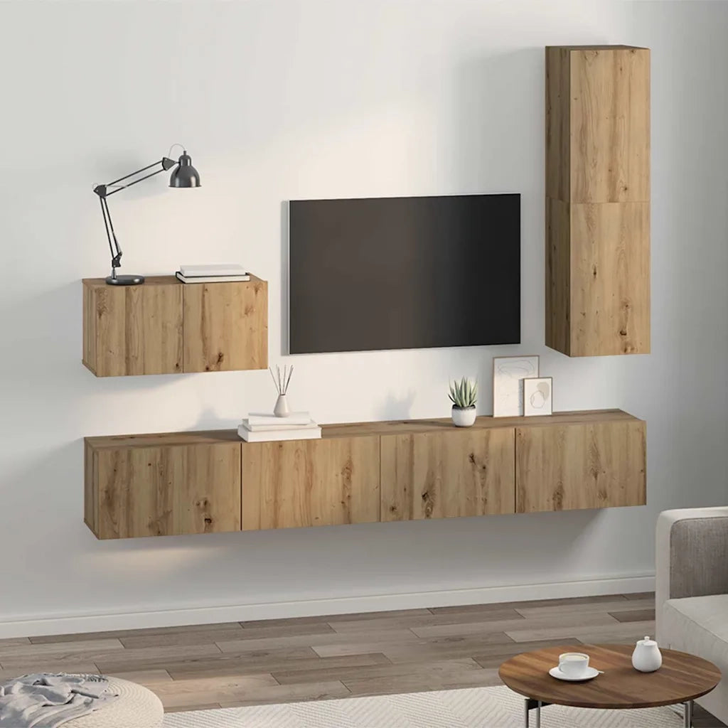 vidaXL Set di mobili TV 4 pcs rovere artigianale 200 x 30 x 30 cm