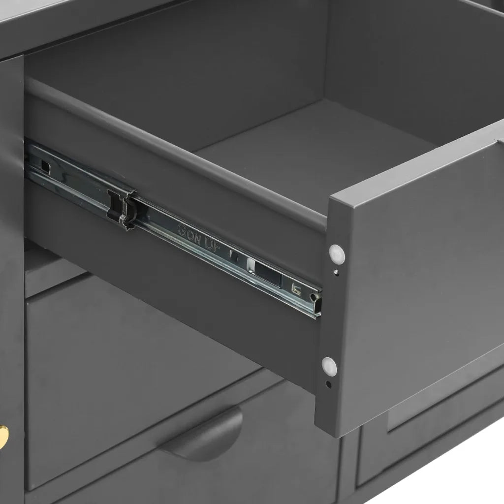 Credenza-Buffet-Armadio da cucina Antracite 105x35x70 cm in Acciaio e Vetro Temperato