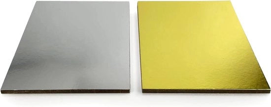 Decorazioni per torte - 3 mm - 30x40 cm - argento e oro - cartone - 3 pezzi