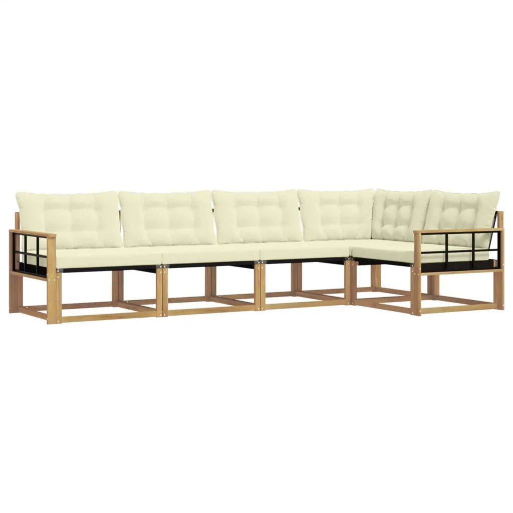 Set di divani da esterno 5 pz Bianco e Crema 3388688