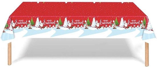 Tavolo da Natale in Plastica per Festa di Natale e Festa di Benvenuto - Rosso - 137 x 274 cm