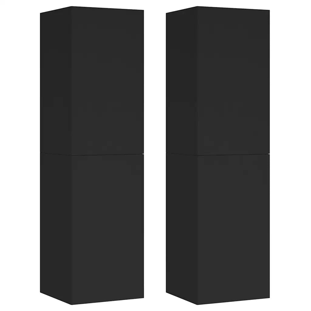 Mobili Porta TV 2pz Neri 30,5x30x110 cm in Legno Multistrato