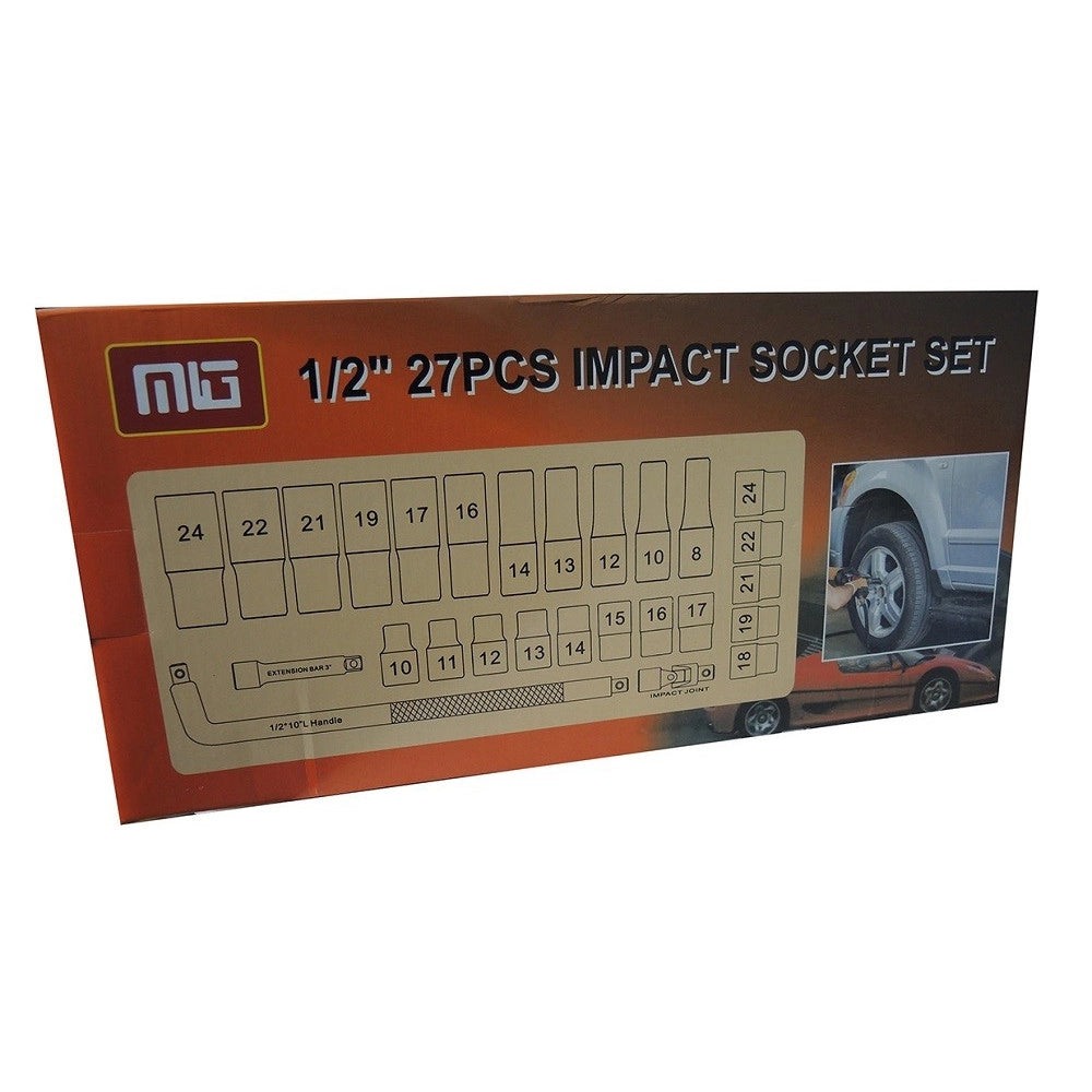 Trade Shop - Set Chiavi A Bussola Ad Impatto 27 Pz 1/2' Inserti Misti Chiave A L Mig-2045 -