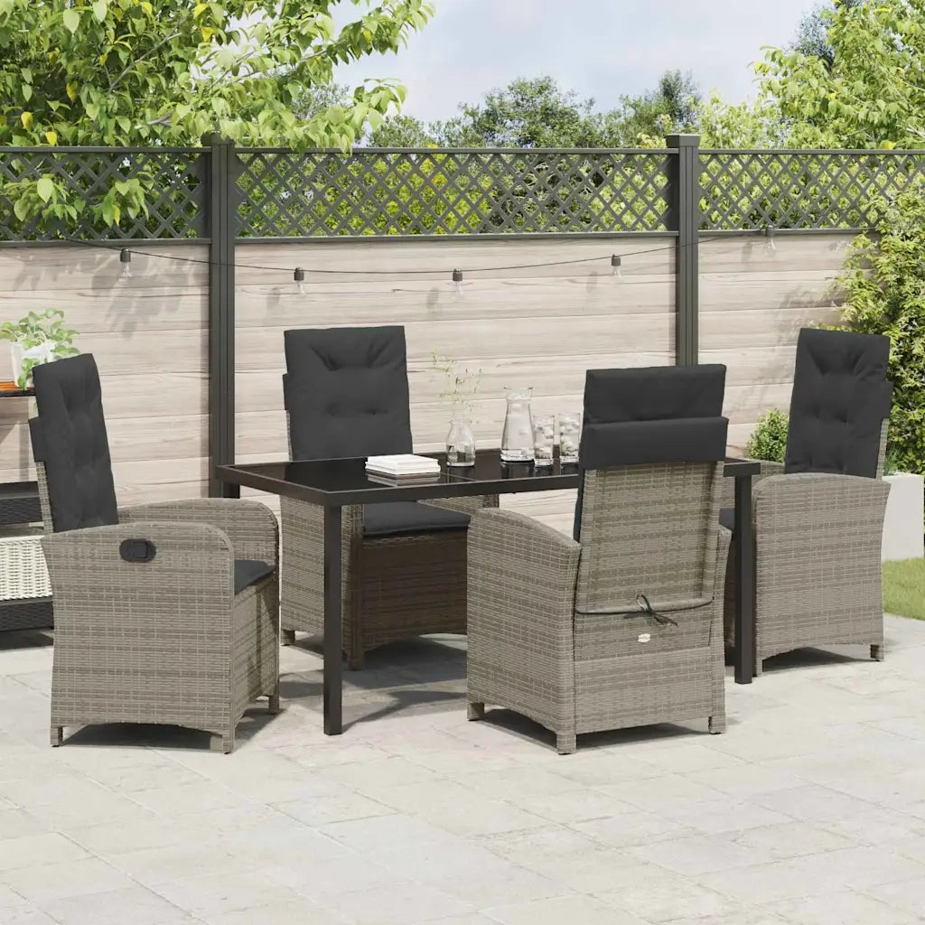 Set da Pranzo per Giardino con cuscino 5 pcs Grigio polyrattan 3380277