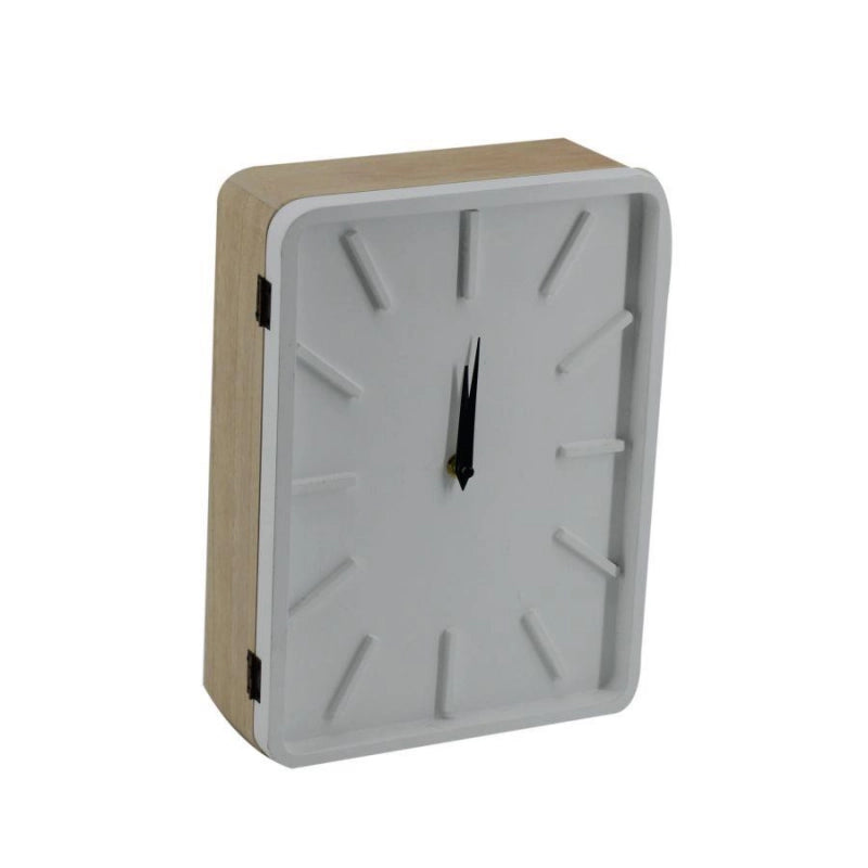 Orologio legno bianco con portachiavi cancelletto 8p rettangolare cm 22x30x8