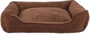 Gemellato cuscino per cani con copertura rimovibile, letto per cani e gatti con ingresso comodo, 110x80 cm, letto per cani con fondo antiscivolo, marrone