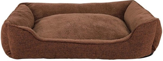 Gemellato cuscino per cani con copertura rimovibile, letto per cani e gatti con ingresso comodo, 110x80 cm, letto per cani con fondo antiscivolo, marrone