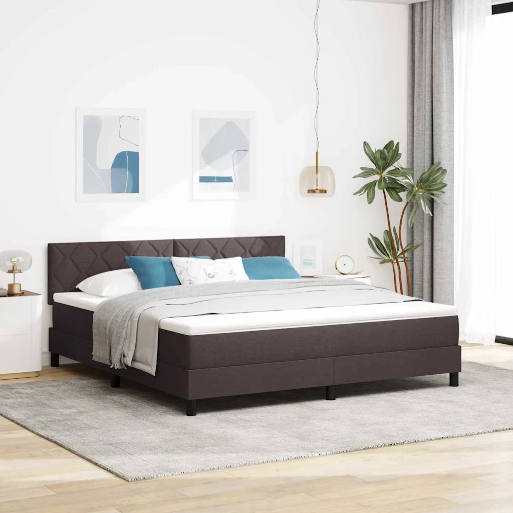 Letto a molle con materasso Marrone Scuro 180 x 200 cm Tessuto 3338786