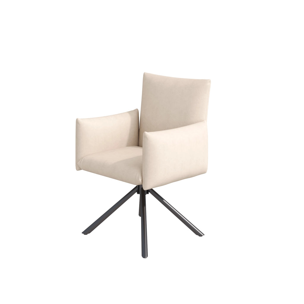 Tavolo da pranzo allungabile con 6 sedie girevoli in velluto, piano in MDF, gambe a V, per sala da pranzo, bianco
