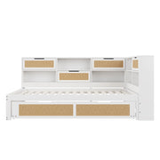 Letto singolo 90×200 cm con letto estraibile; USB e vani portaoggetti; senza materasso; legno; bianco