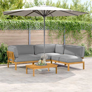 Set di divani 4 pcs Grigio Legno di Acacia Massello