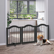 Barriera per cani pieghevole con 3 pannelli; stabile; in legno e MDF nero