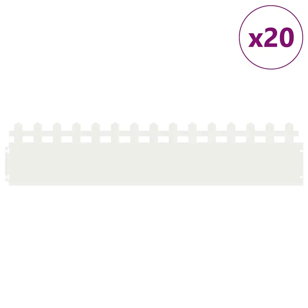 Bordure per prato 20 pz Bianco 103 x 0,05 x 22 cm Acciaio CFW9405099