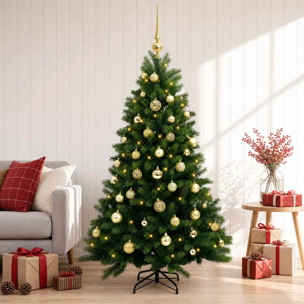 Albero di Natale Artificiale con Palline 150 cm 150 LED 3465704