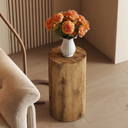 Tavolino rotondo cilindrico in MDF effetto legno Ø 30 x 55 cm
