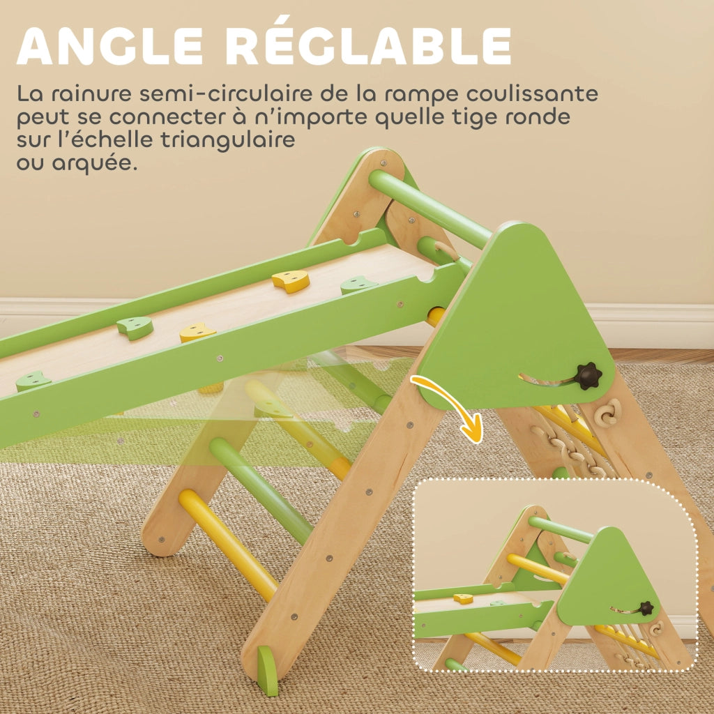 Castello di arrampicata in legno 8 in 1 con scivolo e scala ¨C zephmum ¨C verde