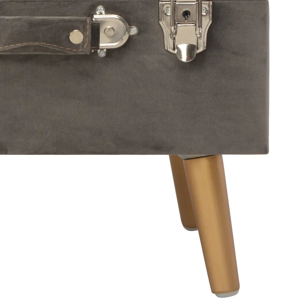 Sgabelli con Contenitore 3 pz in Velluto Grigio 329256