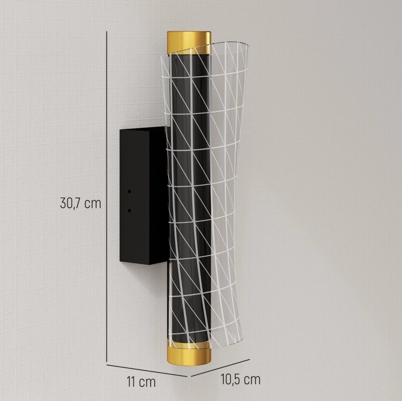 Set di 2 applique a LED moderne nere con design a griglia