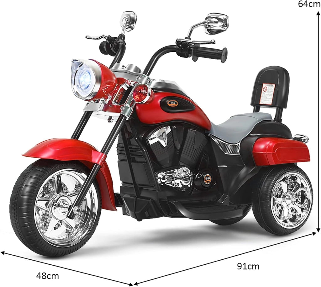 6V Moto Elettriche per Bambini, Moto Cavalcabile Marcia Avanti e Indietro, Portanza di Peso 30kg (Rosso)
