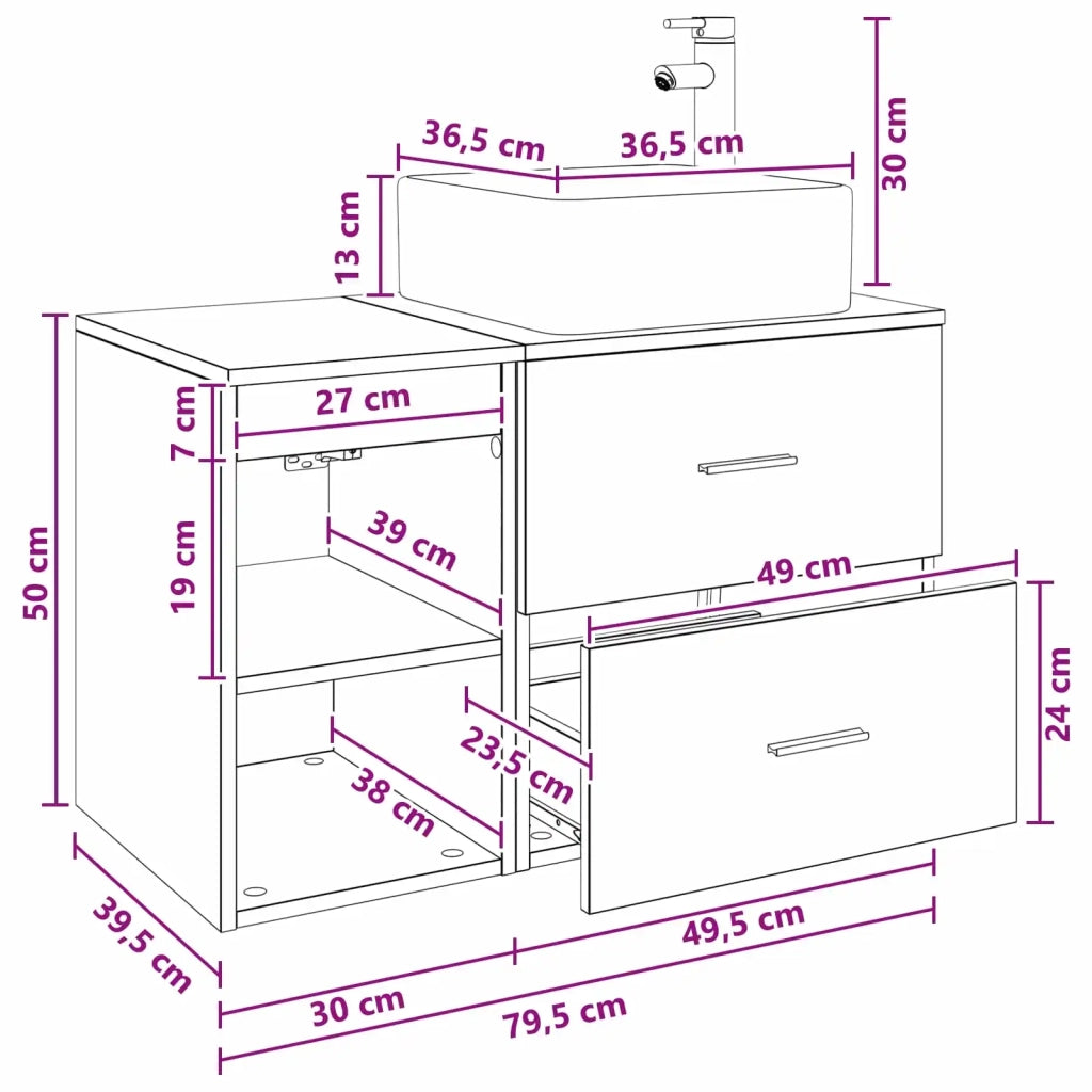 Set di mobili per il bagno 2 pz Legno antico 3403886