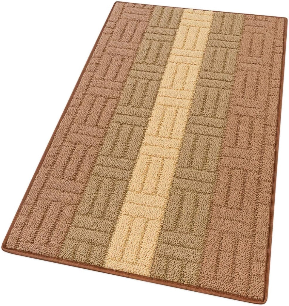 Tappeto Cucina Tessitura 3D Beige Bordato Assorbente Antiscivolo 57x190 cm