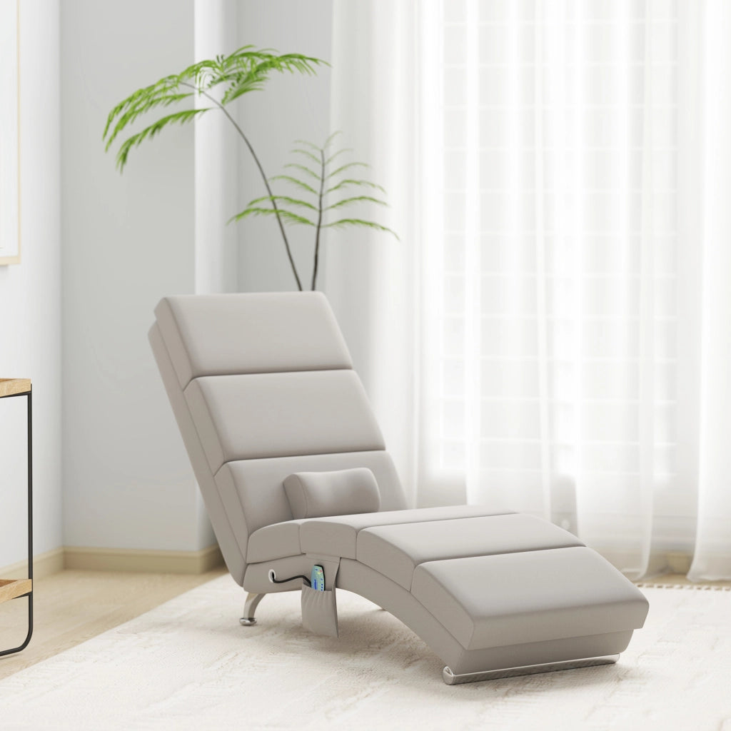 Poltrona relax massaggiante con riscaldamento ¨C Xylo ¨C tessuto effetto lino crema con telecomando