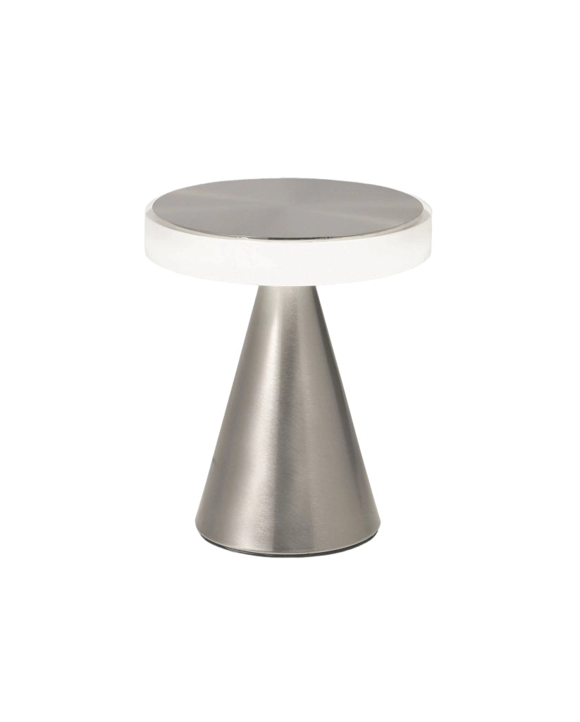 Lampada da Tavolo LED Fabas Luce Neutra 8W 750lm 3000K, Struttura Metallo e Metacrilato con Regolazione a Tocco, Nichel Satinato - Fabas Luce