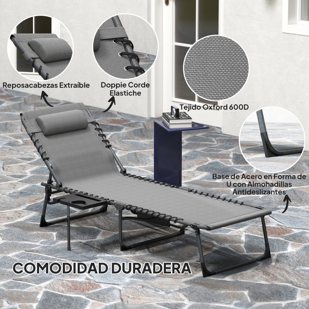 Divano letto reclinabile con braccioli e velluto grigio ¨C zephmum ¨C 190x60x31 cm
