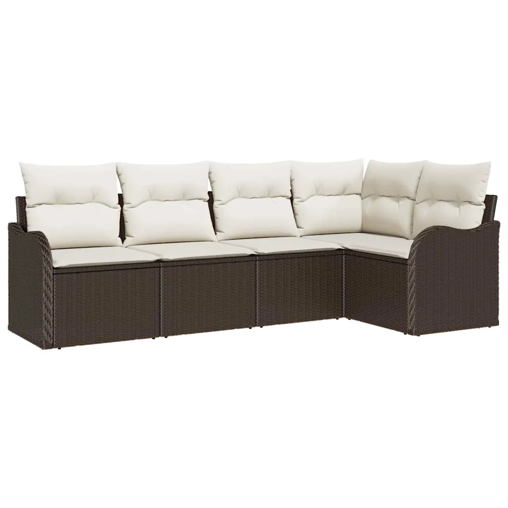 Set Divano da Giardino 5 pcs Marrone polyrattan 3345698