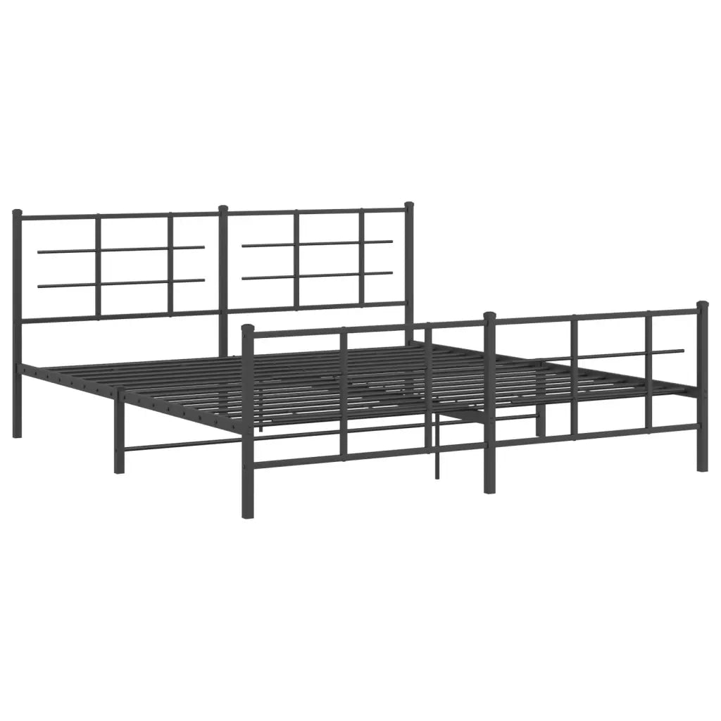 Giroletto con Testiera e Pediera-Struttura Letto Metallo Nero 183x213 cm 602848