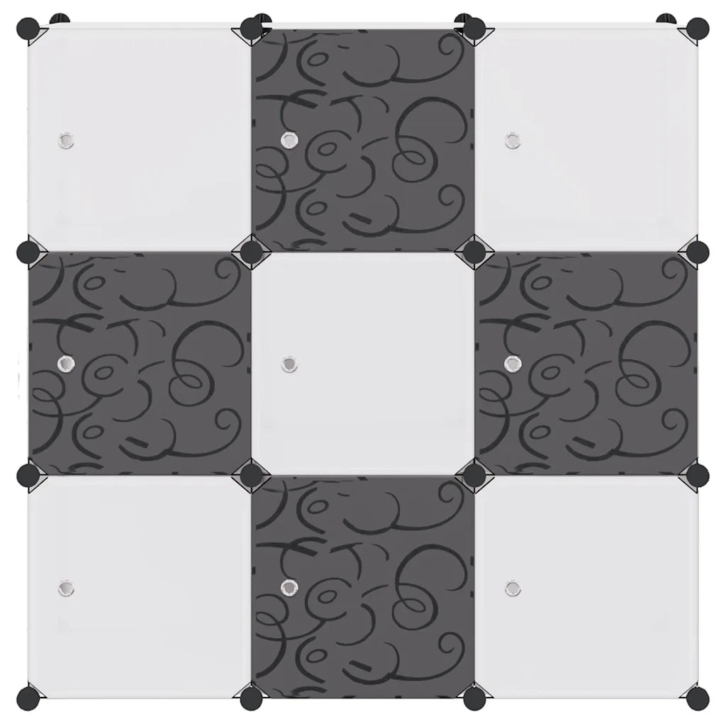 Armadio Salvaspazio a Cubo con 9 Scomparti Bianco e Nero 244924