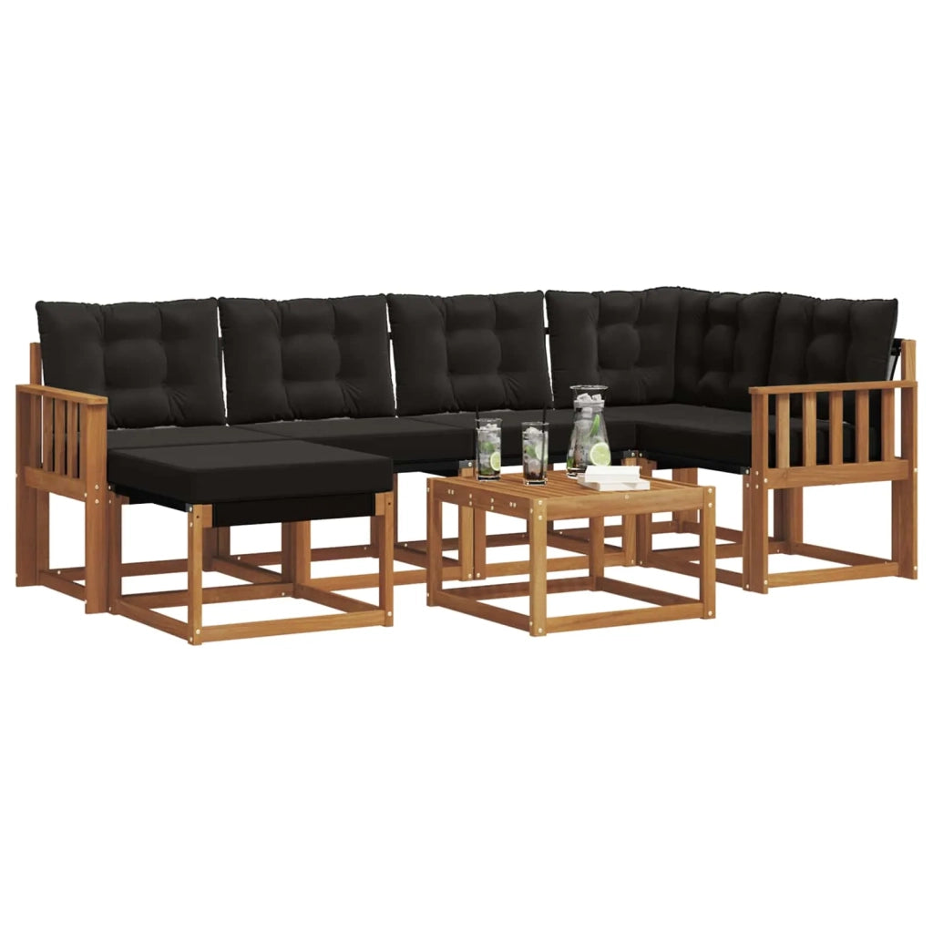 Set di divani da esterno con cuscino 7 pcs Naturale e Nero 3368855