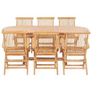 Set da Pranzo per Esterni 7 pz 150-200x100x75 cm Teak Massello cod mxl 35426