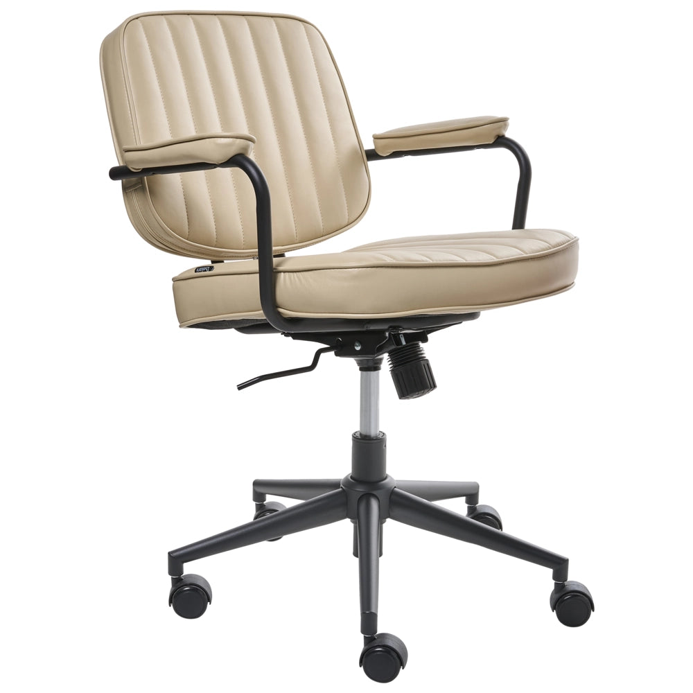 Sedia da ufficio retrò in similpelle beige stile retò tradizionale per ufficio di casa