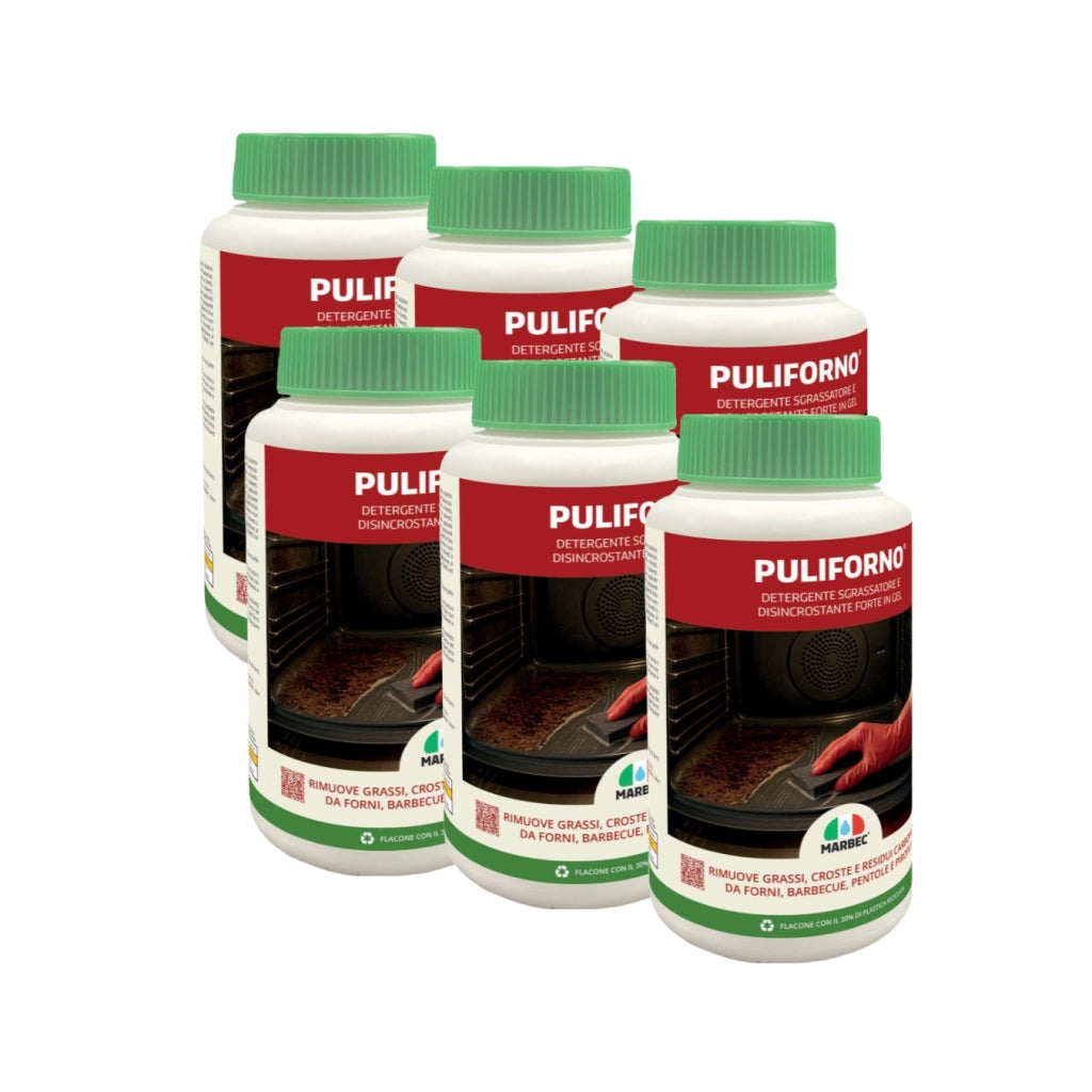 Detergente gel disincrostante potente, pulizia profonda forni e barbecue Marbec PULIFORNO® - 1KGx6Pz