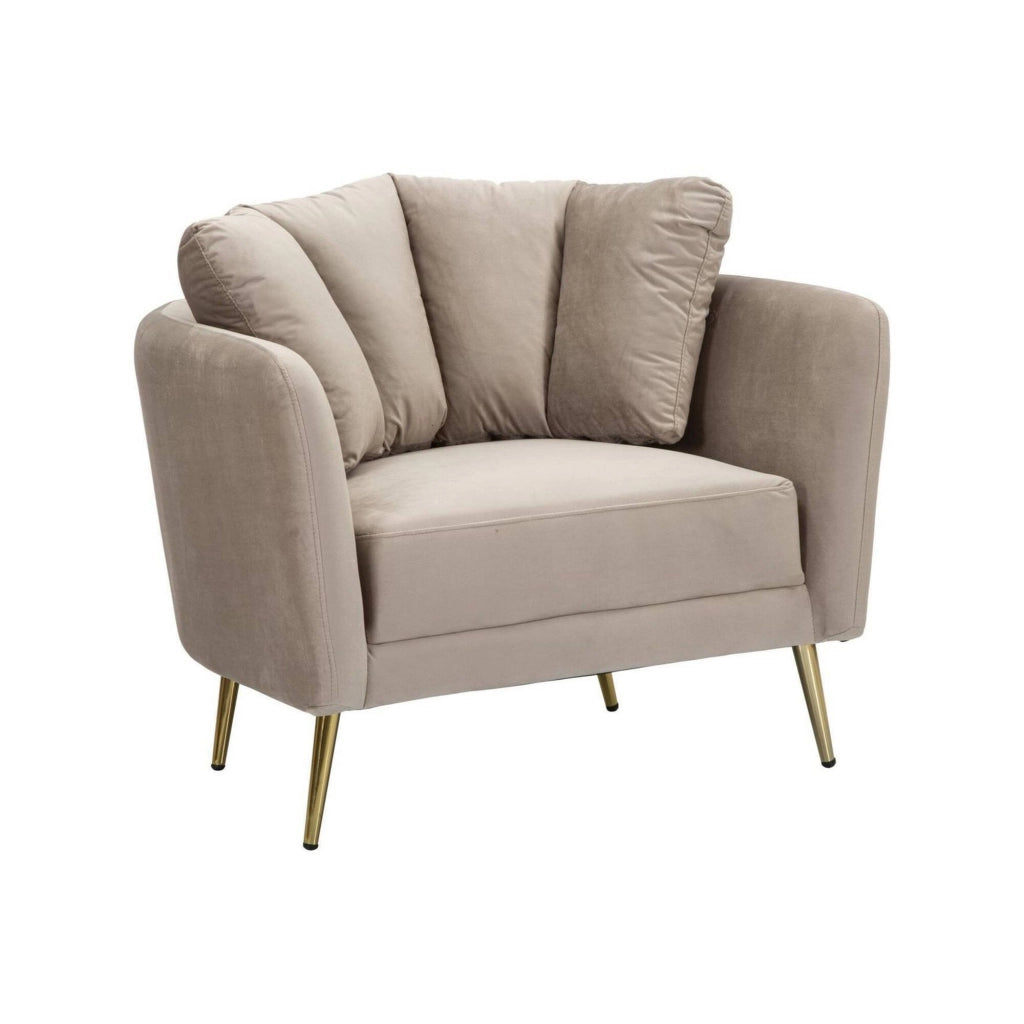 Poltrona Foster, Seduta imbottita, Divano singolo da salotto, Sedia con braccioli, 88x77 h74 cm, Grigio e Oro