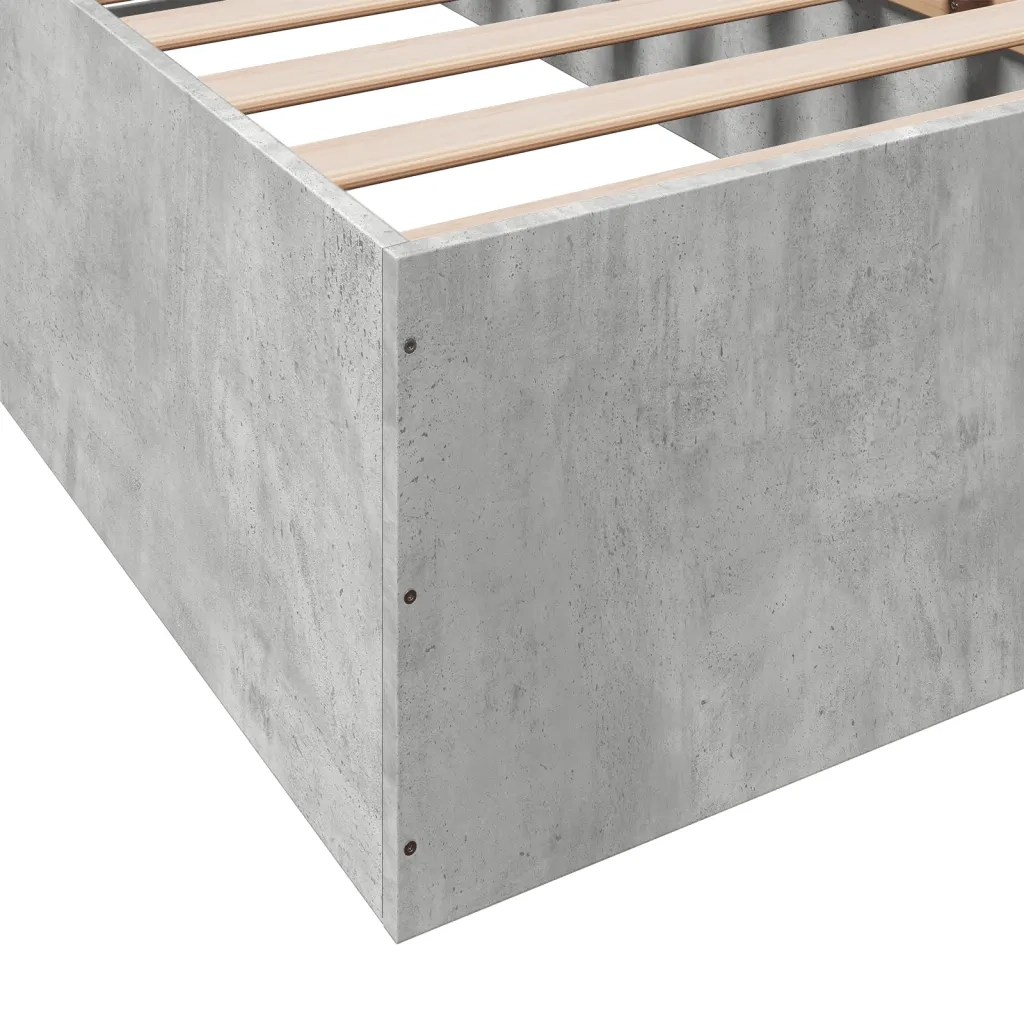 Letto singolo | Letto per adulti | Giroletto Grigio Cemento 100x200 cm in Legno Multistrato