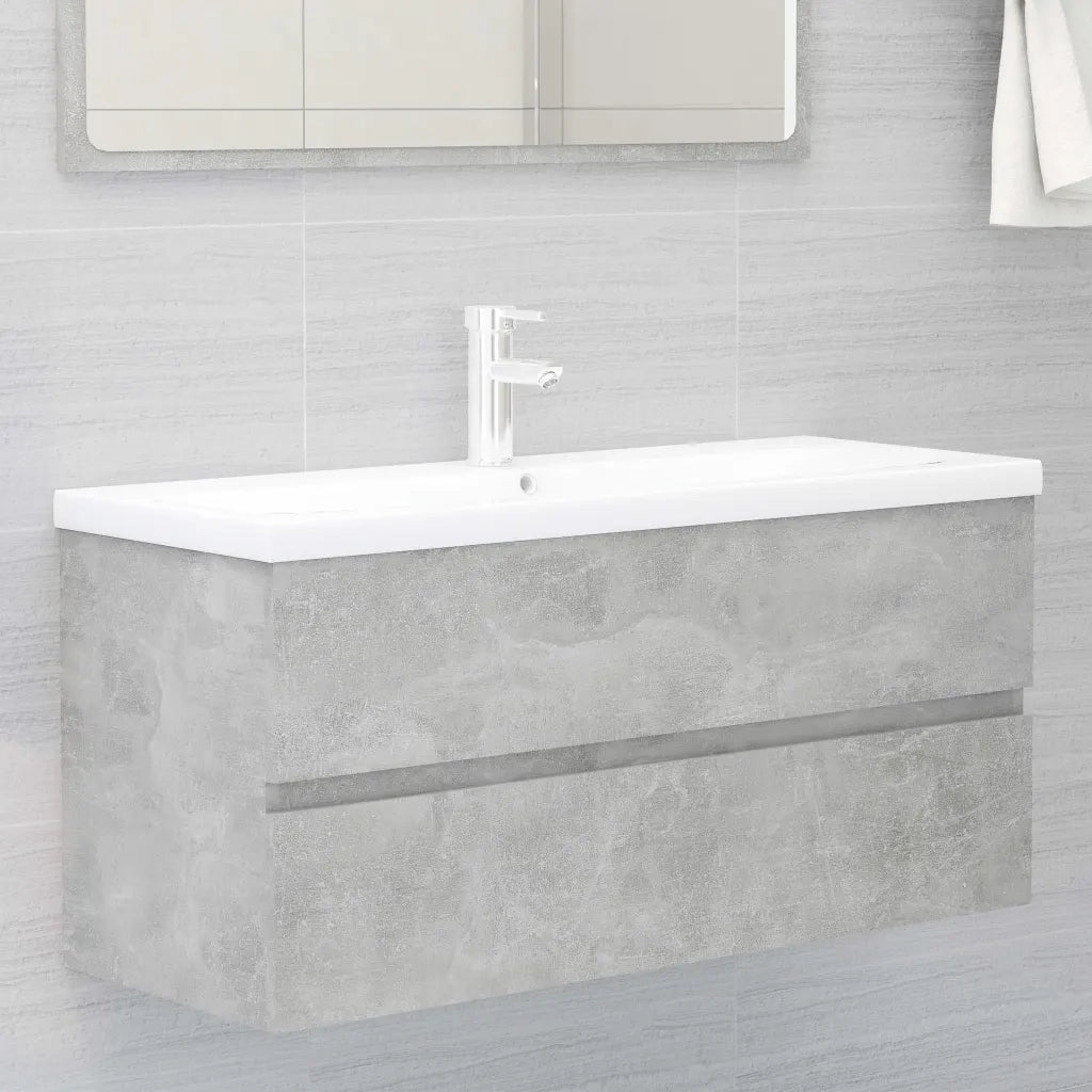 Mobile Lavabo Grigio Cemento 100x38,5x45cm in Legno Multistrato 804768