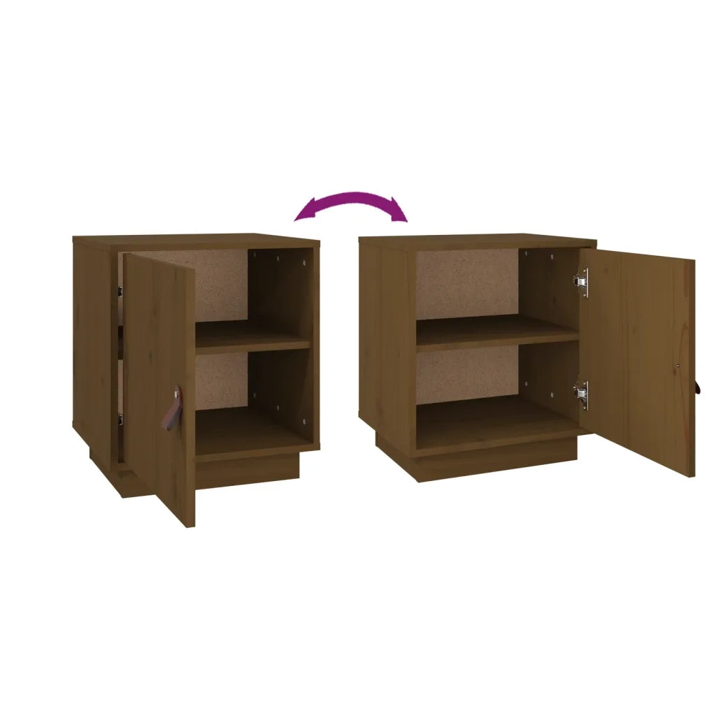 Comodino | Armadio da Notte | Mobiletto da notte Marrone Ambrato 40x34x45 cm in Legno Massello di Pino