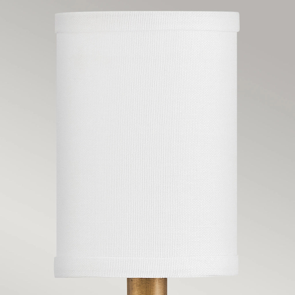 Applique Moore Hinkley ottone, paralume lino bianco E14