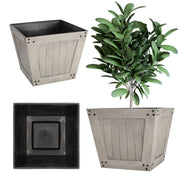 Vaso da fiori KADAX, quadrato, 30 cm, per balcone o terrazzo, grigio.