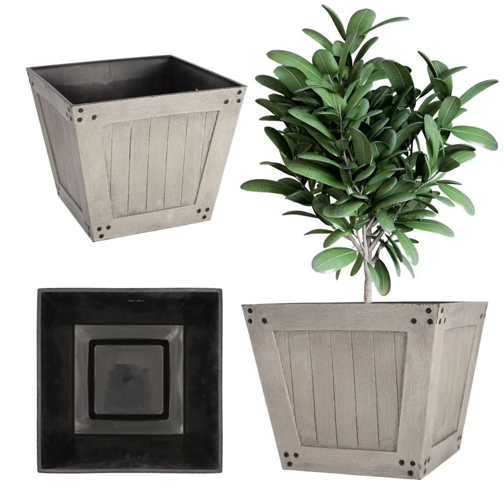 Vaso da fiori KADAX, quadrato, 30 cm, per balcone o terrazzo, grigio.