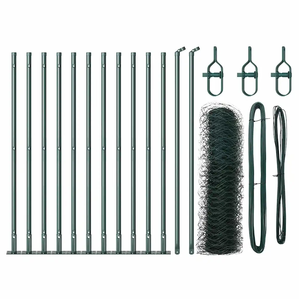 vidaXL Recinzione con pali. Verde 0.5 x 25 m Acciaio rivestito in PVC