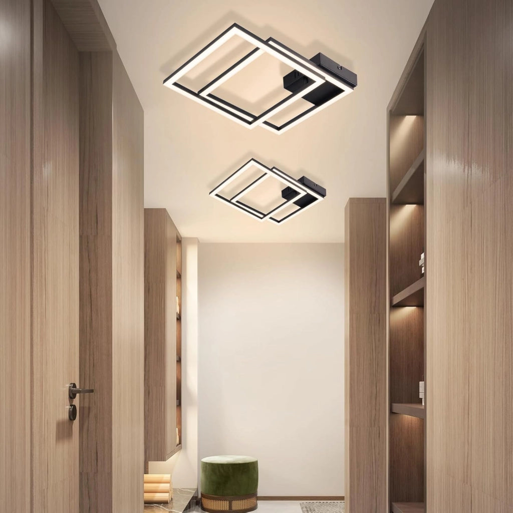 ZMH Plafoniera LED nera 24W 4000K moderna plafoniera quadrata per soggiorno camera da letto corridoio o ufficio