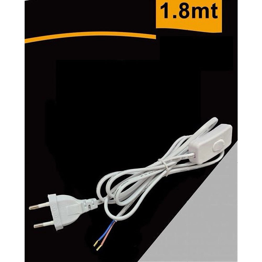 Trade Shop - Cavo Di Alimentazione 1.8 Mt Con Interruttore Spina Europea Tipo C Bianco Ca-180 -