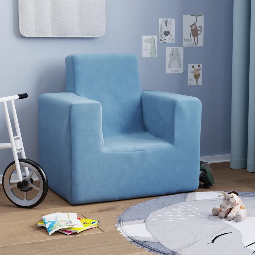 Divano per Bambini Blu in Morbido Peluche 4104794