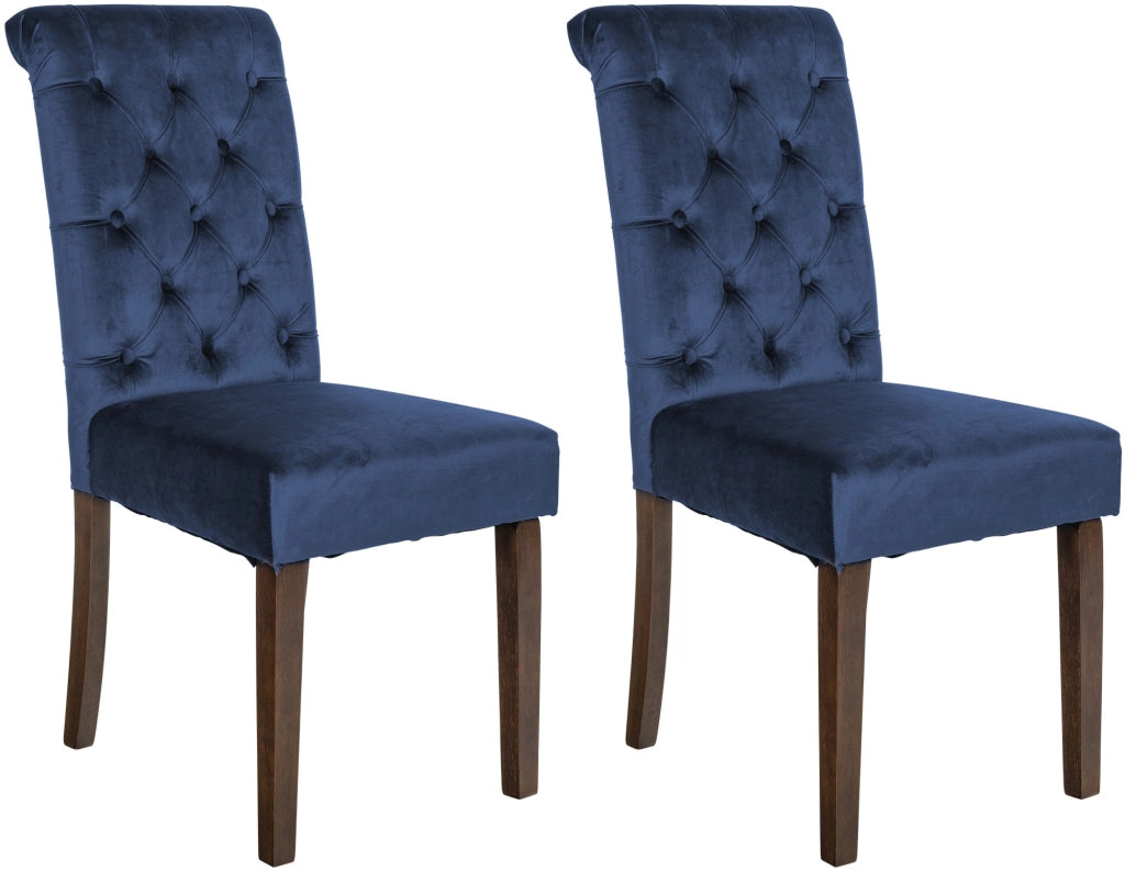Set di 2 sedie da pranzo Lisburn blu,Velluto
